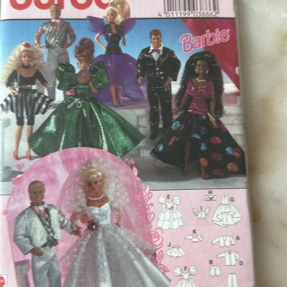 Burda 3886 3887  Barbie Ken Sewing Patterns Doll Clothes Party Swim Wedding NEW - Picture 12 of 12